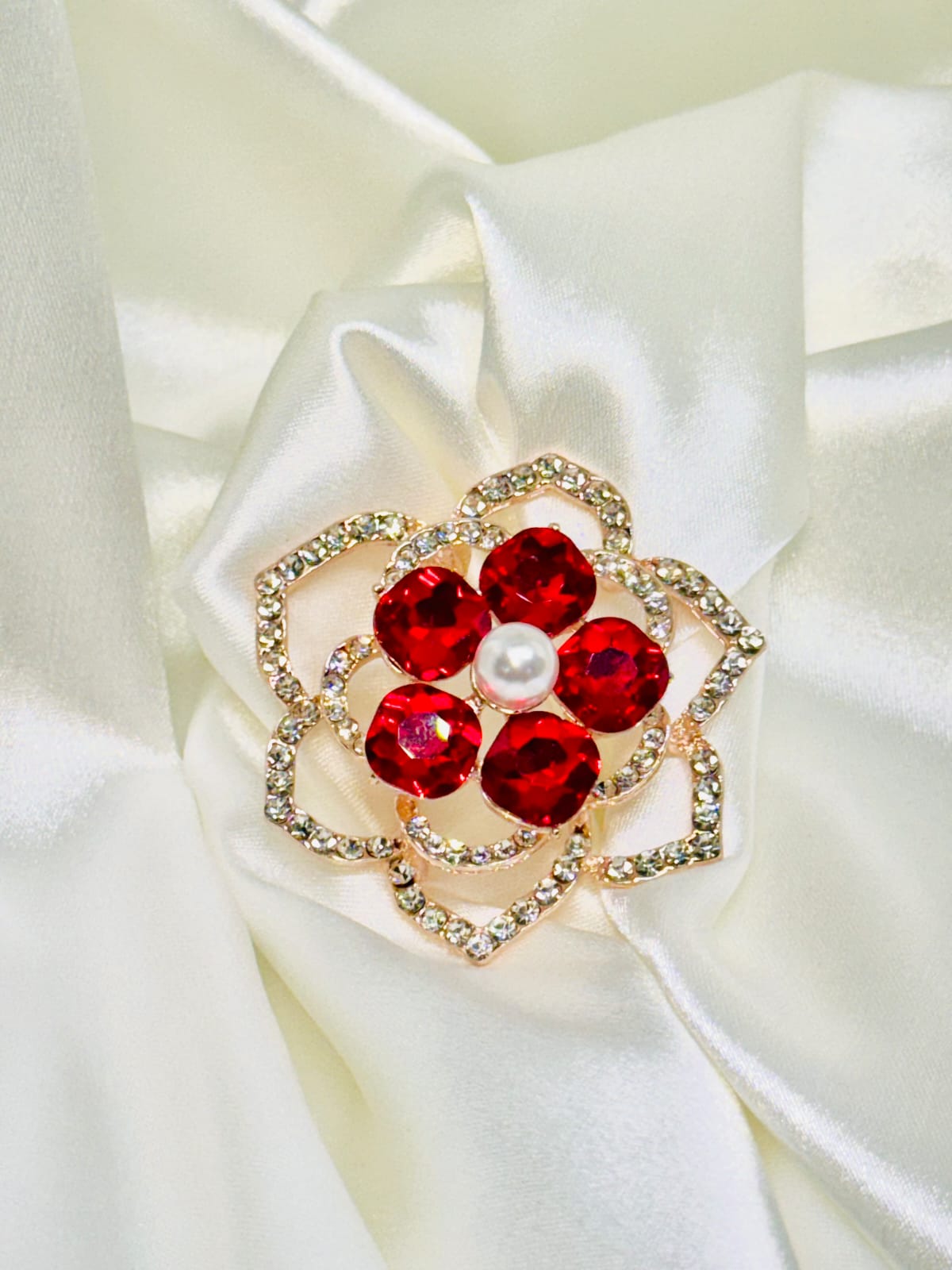 broche flor lotto roja