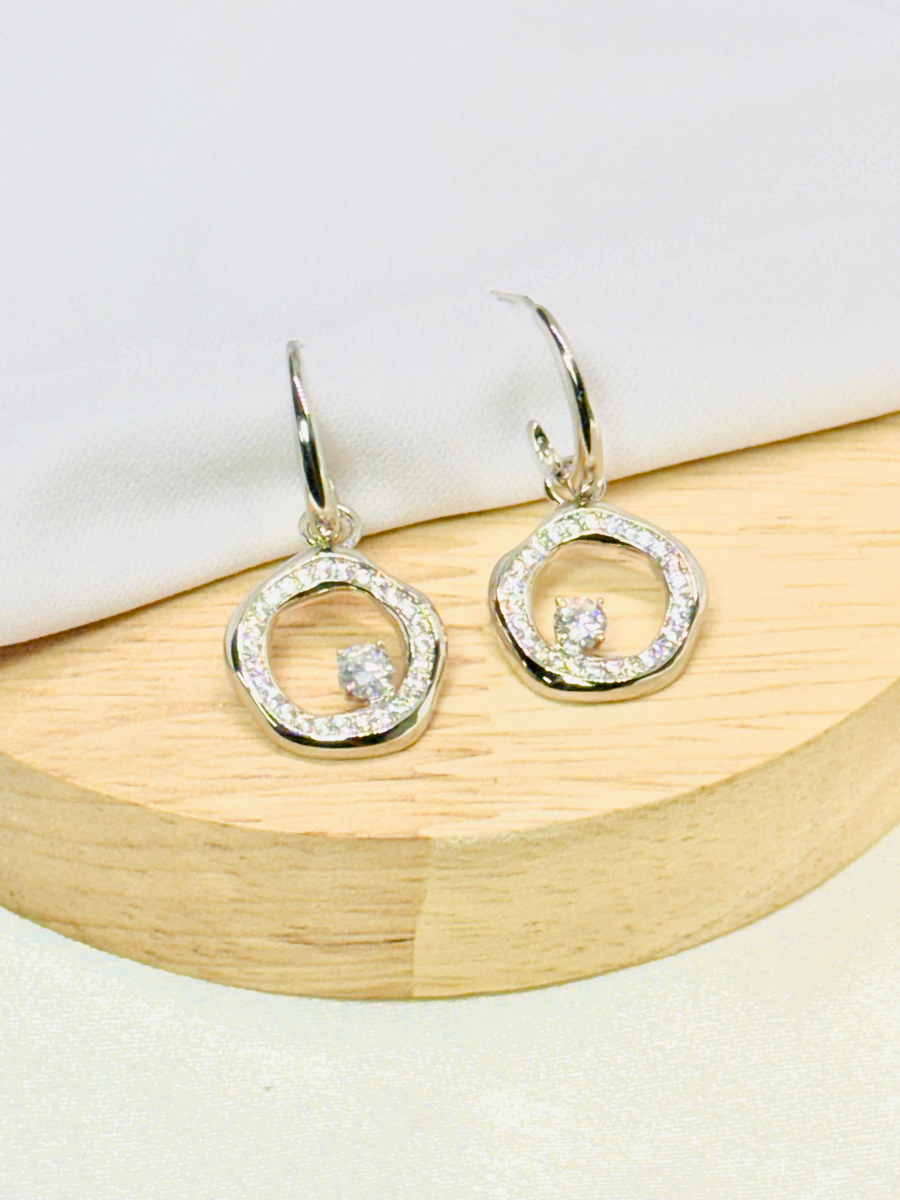 Aretes plata rodio