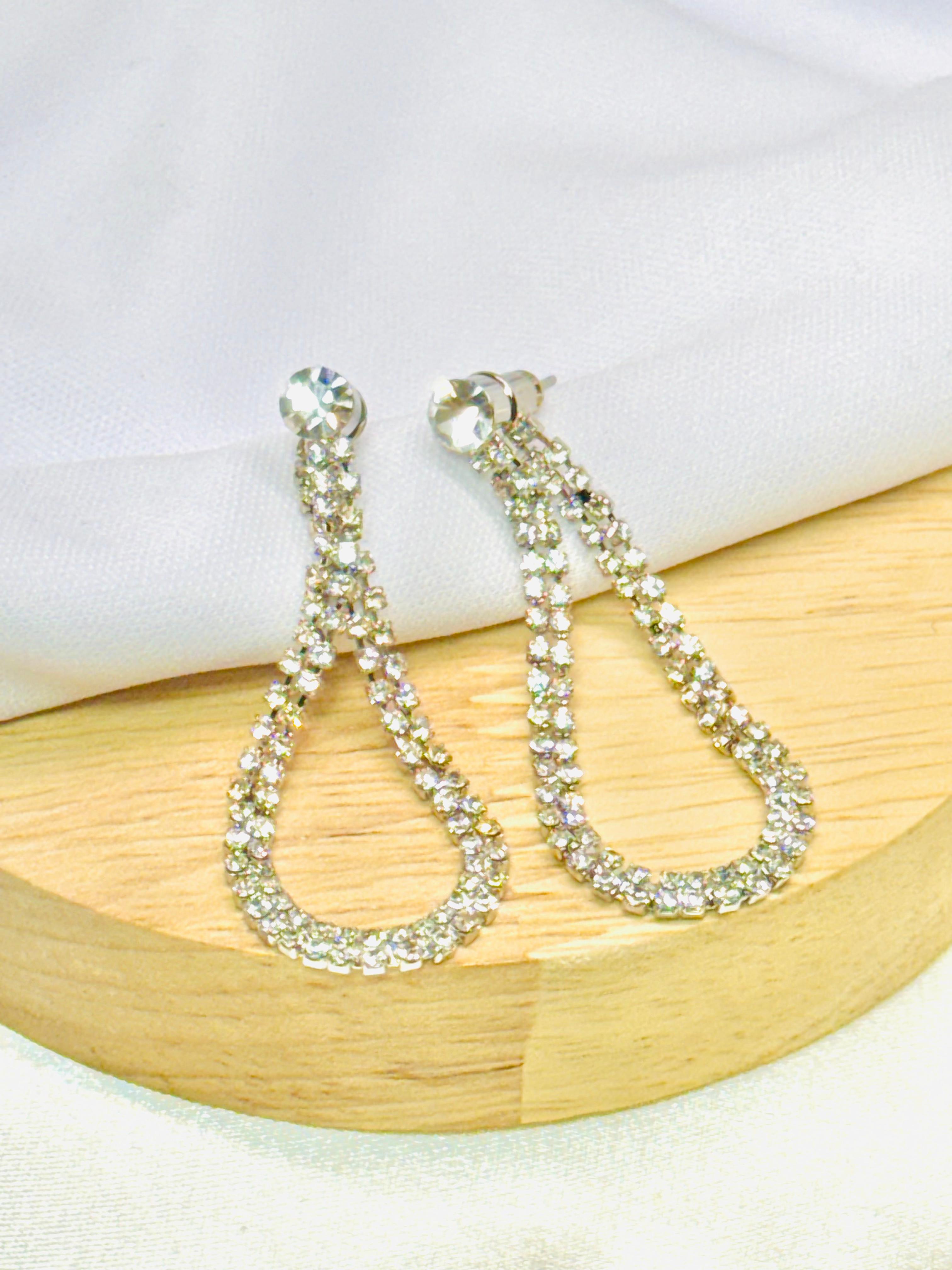 Aretes plateados rodio