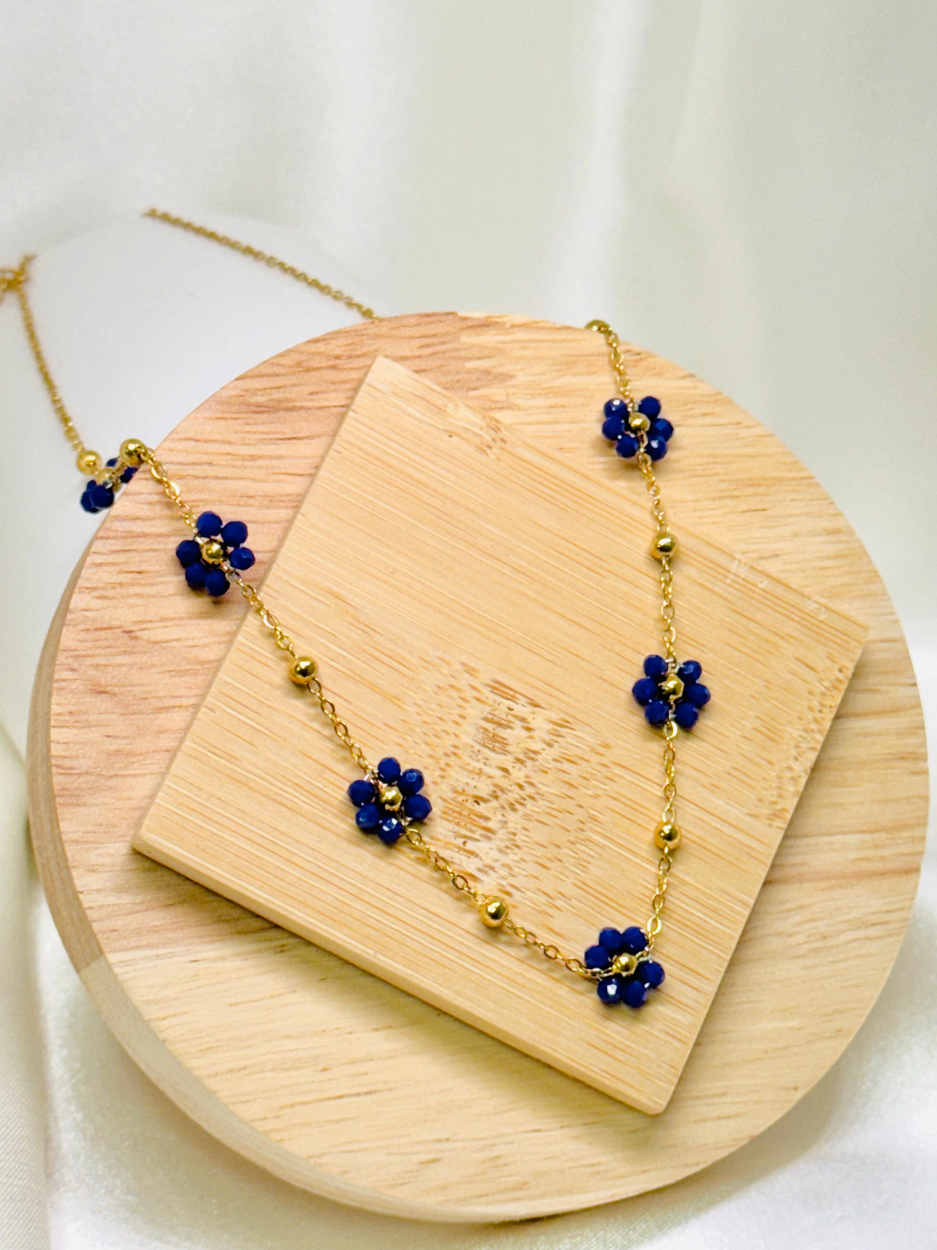 Collar flores azul navy