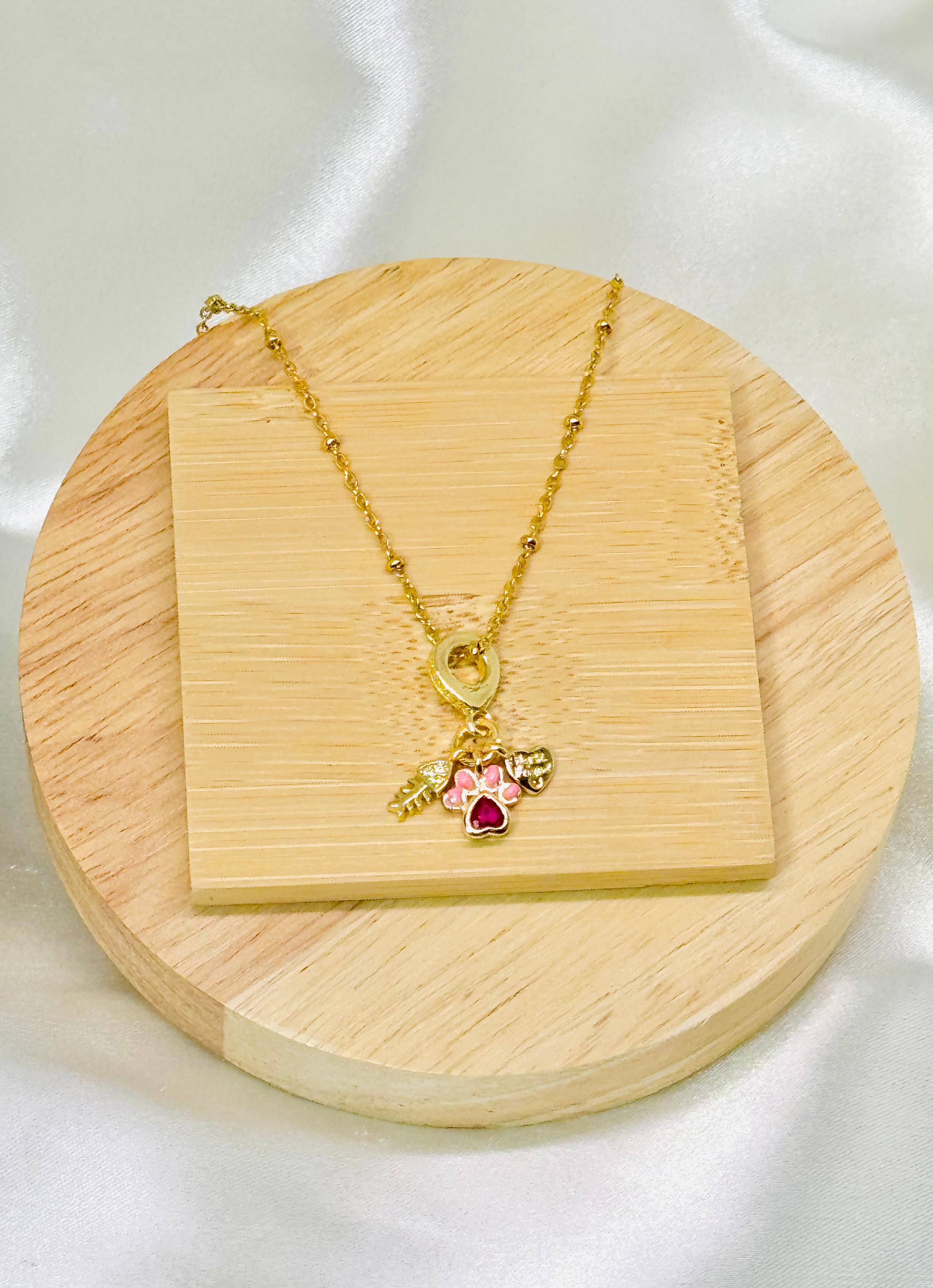 Collar dijes gatito pink